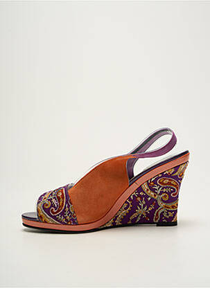 Sandales/nu pieds tissage satiné talon de 7 à 9cm violet AZUREE femme