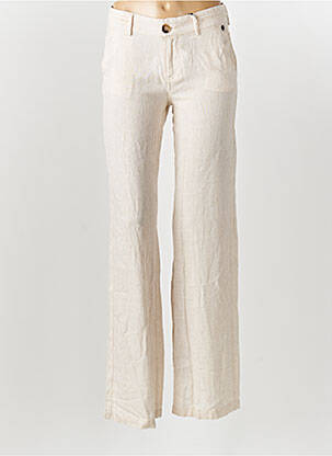 Pantalon droit fermeture zippée sous rabat boutonné taille normale beige FREEMAN T.PORTER femme
