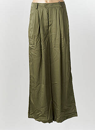 Pantalon large fermeture zippée sous rabat avec crochet taille normale vert FREEMAN T.PORTER femme