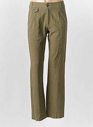 Pantalon droit fermeture zippée sous rabat boutonné taille normale vert FREEMAN T.PORTER femme