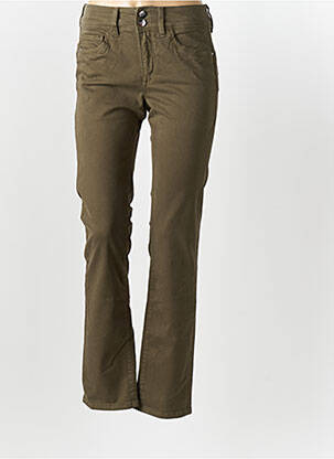 Pantalon slim tissage popeline taille normale vert SALSA femme