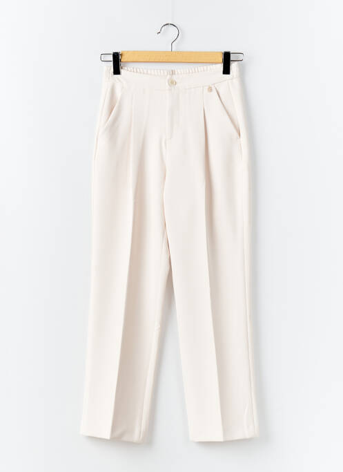 Pantalon droit fermeture zippée sous rabat boutonné beige LIU  JO femme