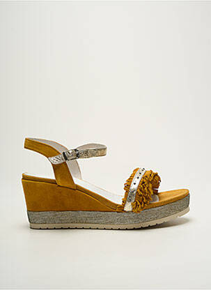 Sandales/nu pieds tissage satiné talon de 7 à 9cm jaune REGARD femme
