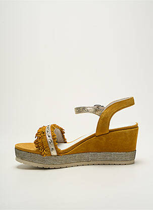 Sandales/nu pieds tissage satiné talon de 7 à 9cm jaune REGARD femme