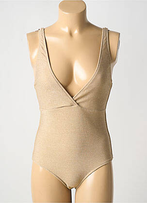 Maillot de bain 1 pièce effet matière satinée haut triangles or LES TROPEZIENNES PAR M.BELARBI femme
