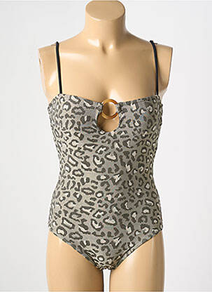 Maillot de bain 1 pièce effet matière satinée haut soutien-gorge avec mousse de rembourrage amovible vert LES TROPEZIENNES PAR M.BELARBI femme