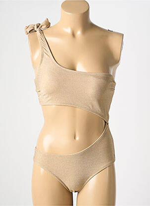 Maillot de bain 1 pièce effet matière satinée haut soutien-gorge avec mousse de rembourrage amovible or LES TROPEZIENNES PAR M.BELARBI femme