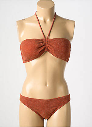 Maillot de bain 2 pièces stretch haut soutien-gorge avec mousse de rembourrage amovible orange LES TROPEZIENNES PAR M.BELARBI femme
