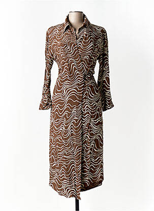 Robe mi-longue imprimé fantaisie manches longues marron & OTHER STORIES femme
