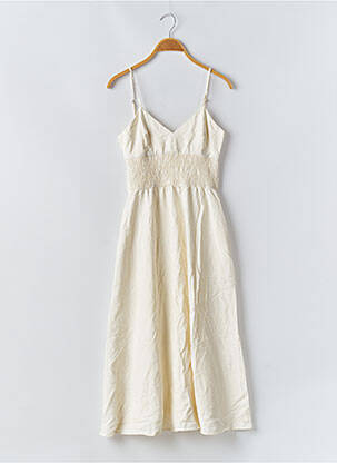 Robe mi-longue fermeture zippée au dos fines bretelles blanc ZARA femme