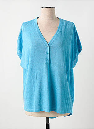 Top coupe fluide manches courtes bleu CHARMING SMILE femme