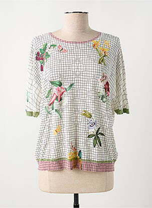 Pull coupe droite manches courtes blanc JEI'S BY LETIZIA DENARO femme