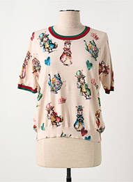 Top imprimé fantaisie manches courtes beige JEI'S BY LETIZIA DENARO femme