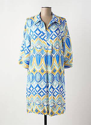 Robe mi-longue manches 3/4 manches 3/4 bleu REVER MILE femme