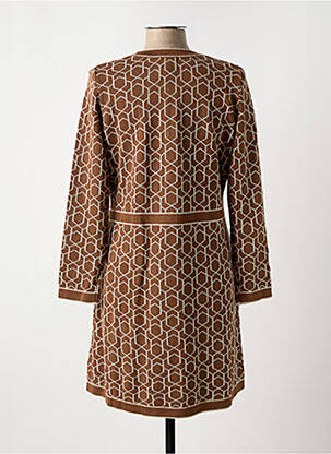 Robe mi-longue imprimé fantaisie manches longues marron LEO & UGO femme