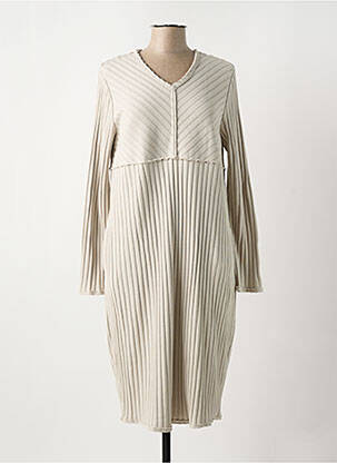 Robe mi-longue manches longues manches longues beige KEDZIOREK femme