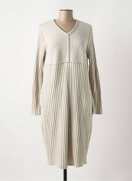 Robe mi-longue manches longues manches longues beige KEDZIOREK femme