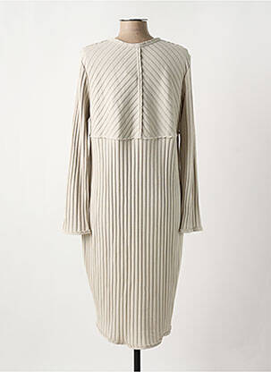Robe mi-longue manches longues manches longues beige KEDZIOREK femme