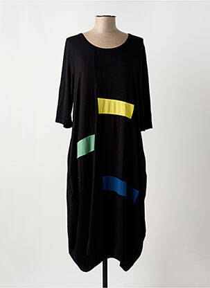 Robe longue coupe fluide manches 3/4 noir OZAI N KU femme