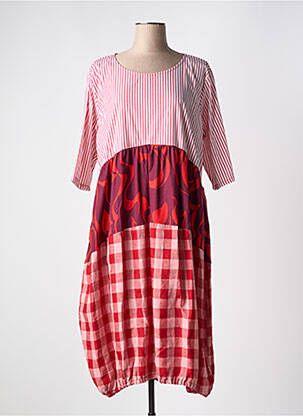 Robe mi-longue manches 3/4 manches 3/4 rouge ALEMBIKA femme