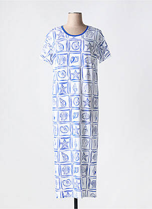 Robe longue imprimé fantaisie manches courtes blanc LEO & UGO femme