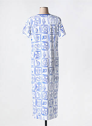 Robe longue imprimé fantaisie manches courtes blanc LEO & UGO femme