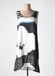 Robe mi-longue imprimé fleurs sans manche noir ELISA CAVALETTI femme