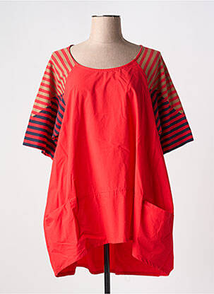 Tunique manches courtes col rond rouge ALEMBIKA femme