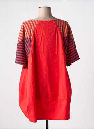 Tunique manches courtes col rond rouge ALEMBIKA femme