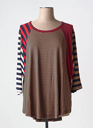 T-shirt stretch manches 3/4 marron ALEMBIKA femme