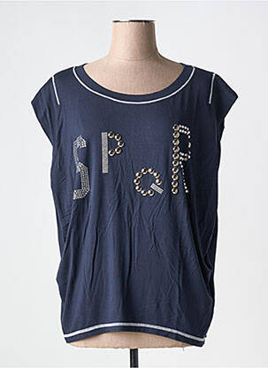 T-shirt sérigraphie avec strass manches courtes bleu ELISA CAVALETTI femme