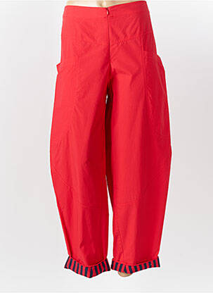 Pantalon droit tissage popeline taille normale rouge ALEMBIKA femme