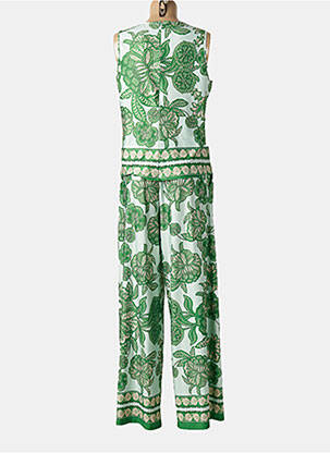 Combi-pantalon fermeture zippée au dos sans manche vert K-DESIGN femme
