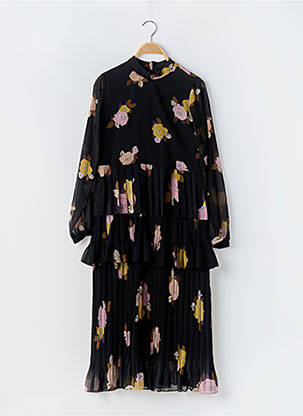 Robe mi-longue coupe fluide manches longues noir MASSIMO DUTTI femme