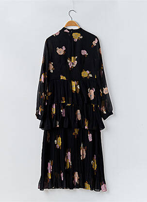 Robe mi-longue coupe fluide manches longues noir MASSIMO DUTTI femme