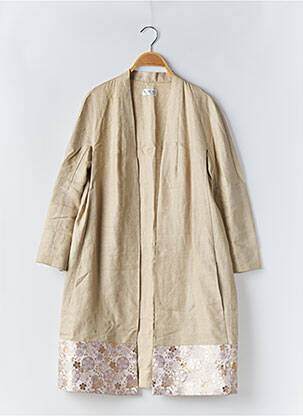 Manteau long coupe droite sans capuche beige YAYOU femme