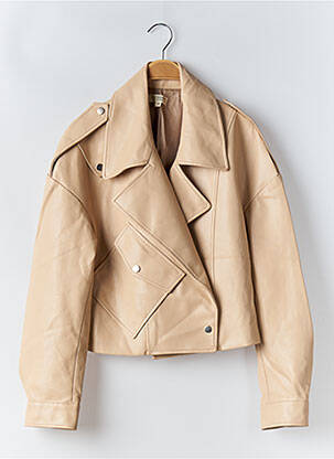Veste simili cuir fermeture pressionnée beige PARISIENNE ET ALORS femme