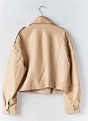 Veste simili cuir fermeture pressionnée beige PARISIENNE ET ALORS femme