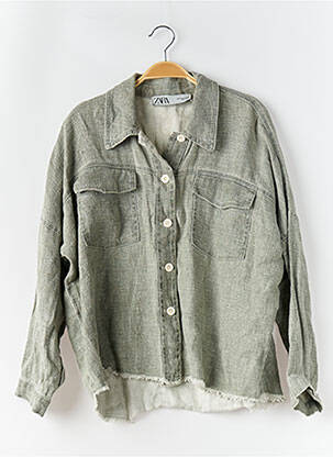 Chemise manches longues coupe droite vert ZARA homme