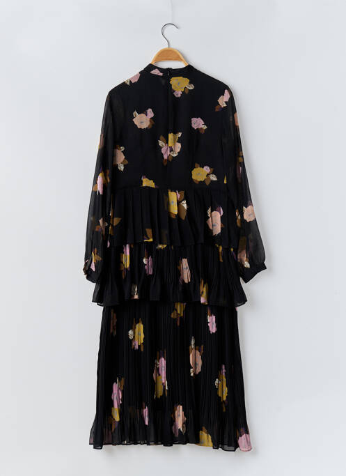 Robe mi-longue imprimé fleurs manches longues noir MASSIMO DUTTI femme