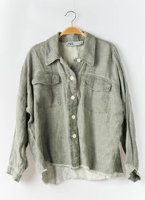 Chemise manches longues vert ZARA pour homme