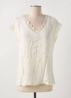 Top coupe fluide manches courtes beige JULIE GUERLANDE femme