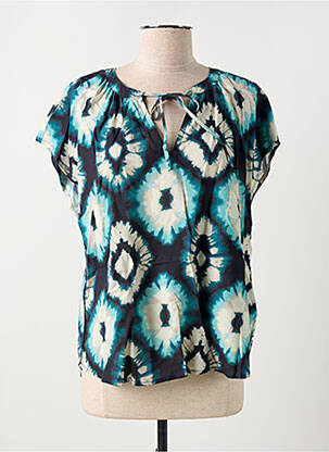 Blouse imprimé fantaisie manches courtes bleu CREAM femme
