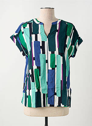 Blouse tissage popeline manches courtes vert CECIL femme