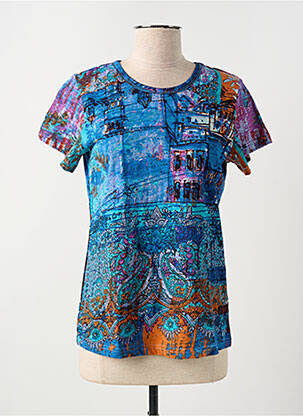 T-shirt imprimé fantaisie manches courtes bleu ORIENTIQUE NATURALLY femme