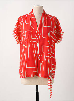 Blouse imprimé fantaisie manches courtes rouge SIGNE NATURE femme