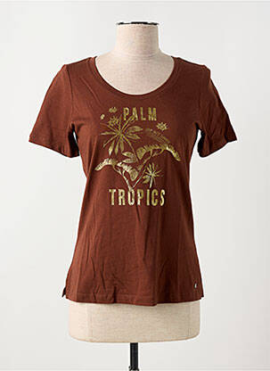 T-shirt sérigraphie manches courtes marron TRAMONTANA femme