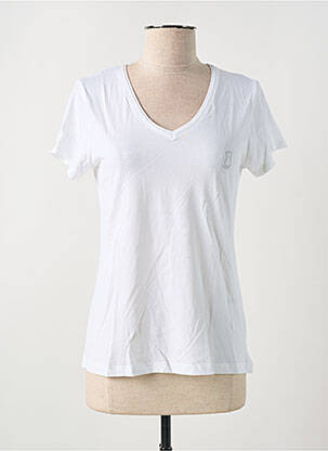 T-shirt sérigraphie avec strass manches courtes blanc FELINO femme