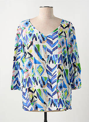 Blouse tissage popeline manches 3/4 bleu STREET ONE femme