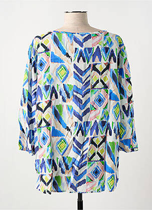 Blouse tissage popeline manches 3/4 bleu STREET ONE femme